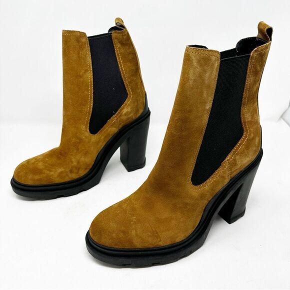 Marc Fisher Vanlisa Black Suede Heeled Lug Chelsea Rubber Heel Slip On Boot 9.5 - Picture 3 of 10